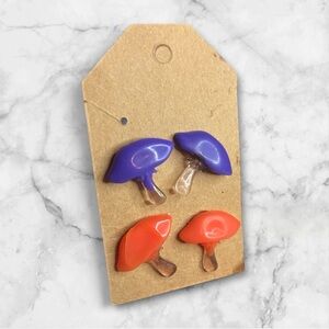 Purple and Orange Mushroom Earrings